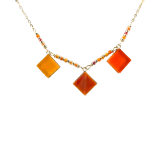 Collier ras de cou 3 micro losanges (argent/or) :: Collection basique