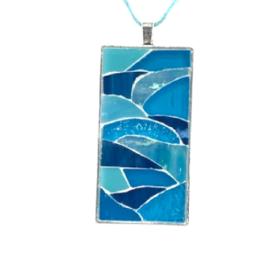 Gros collier rectangle casson (argent) :: Collection asymétrique