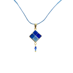 Collier losange 4 couleurs et perles assorties (argent/or) :: Collection asymétrique